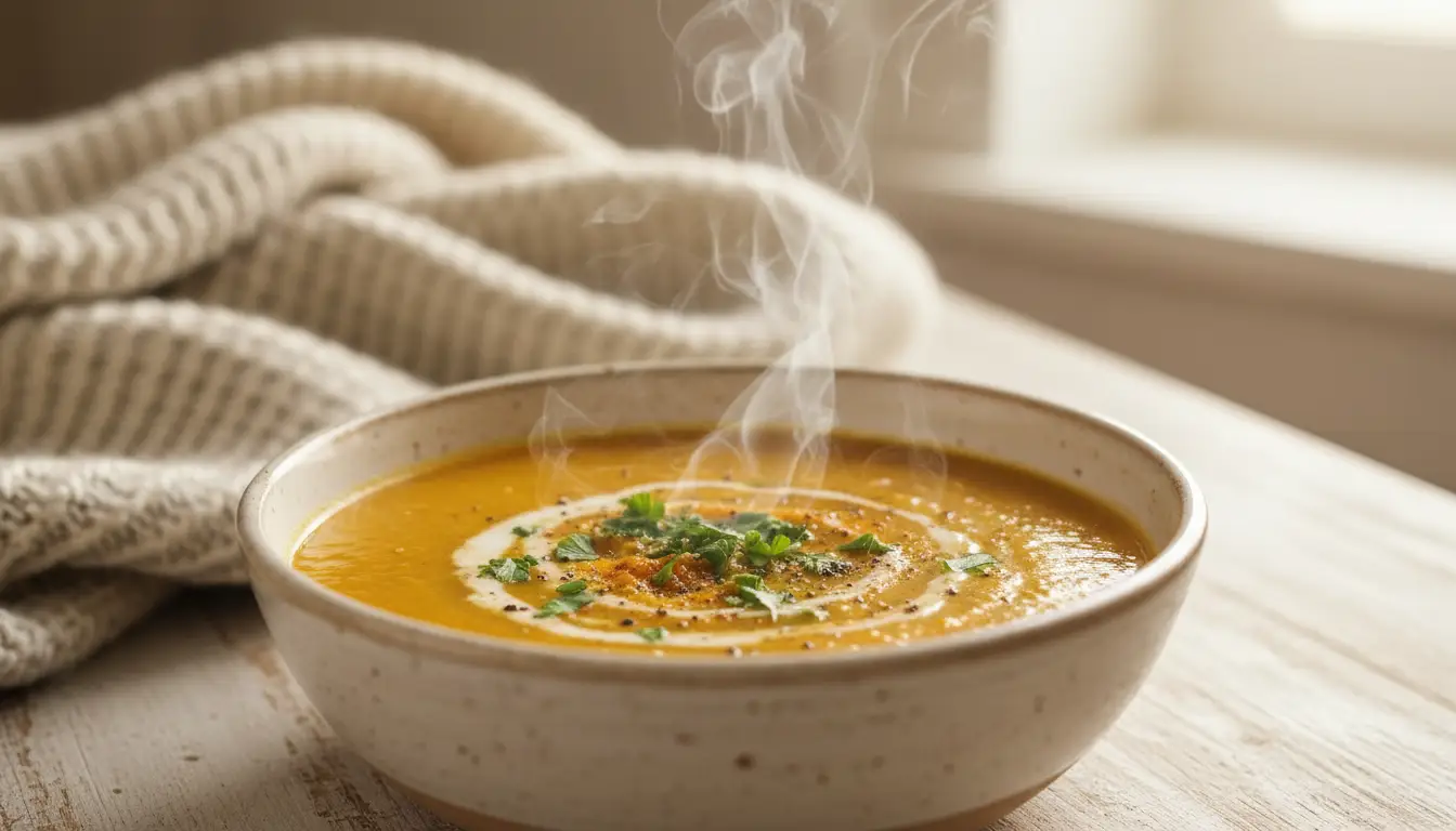 Warm nourishing soup and healing foods for comfort during cancer treatment