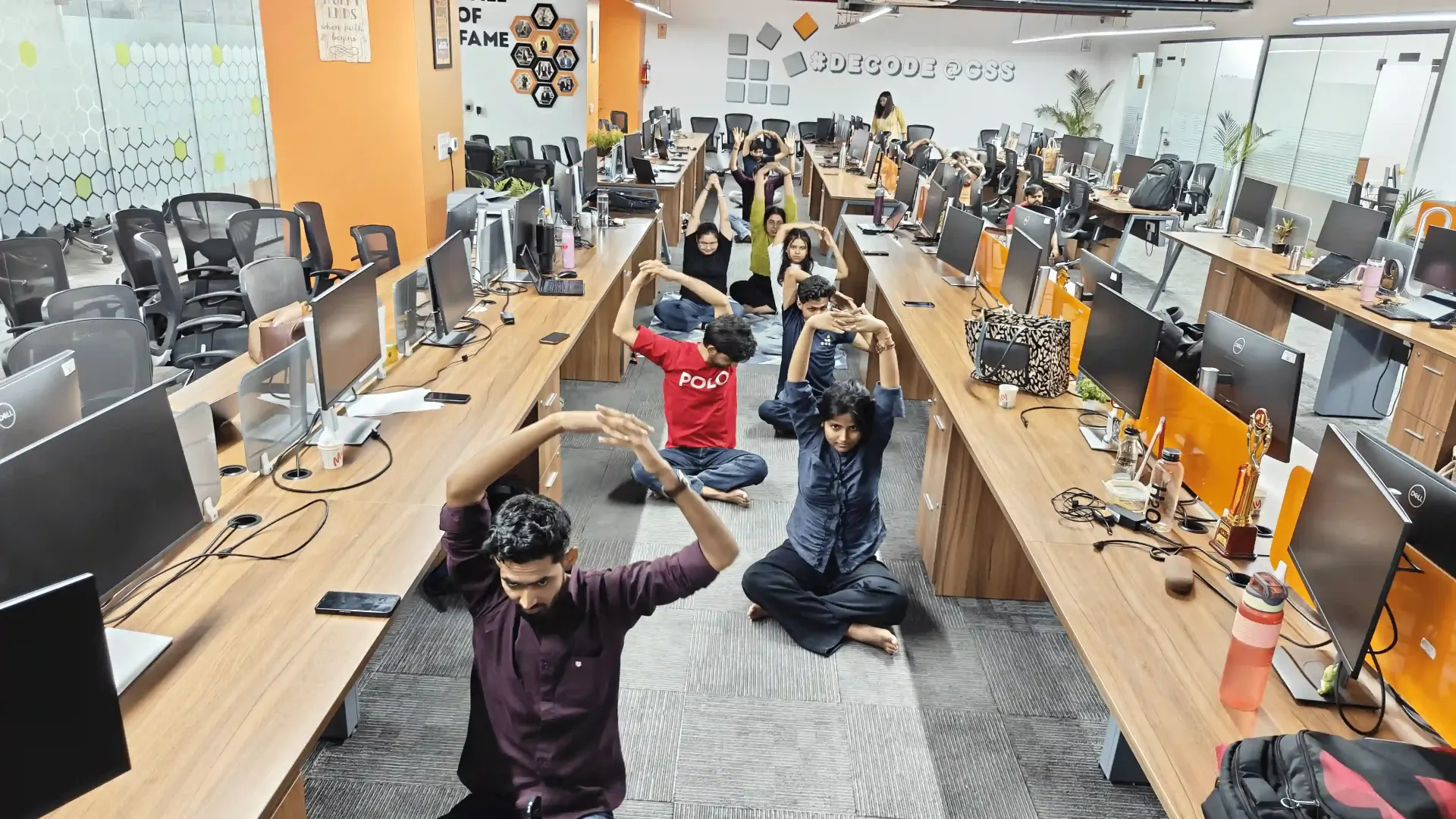 Corporate Yoga Day session at Global Survey Solutions
