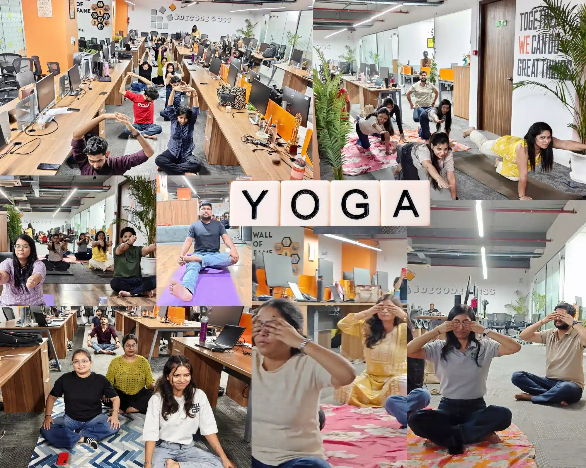 Global Survey Solutions employees group yoga session