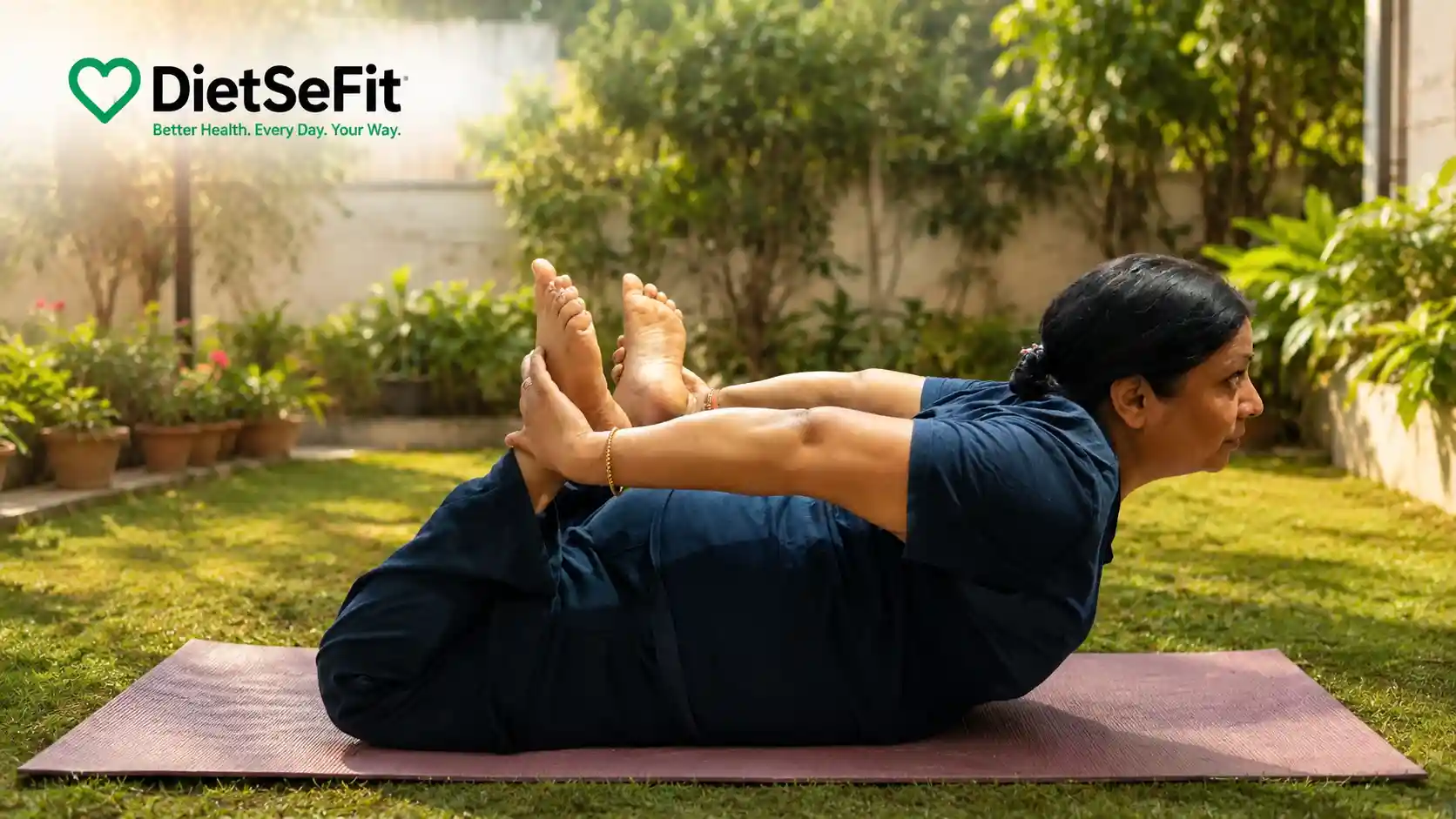 Vibha practicing yoga during the 21-day camp